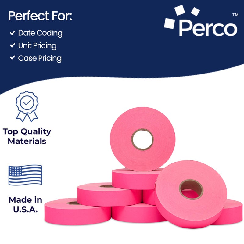 Perco Fuorescent Pink Pricing Labels for Monarch 1136 Price Gun â€“ 3 Sleeves, 24 Rolls Value Pack - 42,000 Price Marking Labels â€“ with Ink Rolls Included - Image 4